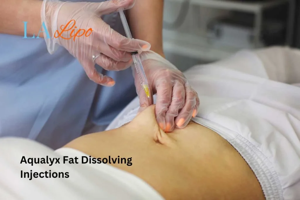 woman having fat dissolving injections Canary Wharf in the stomach