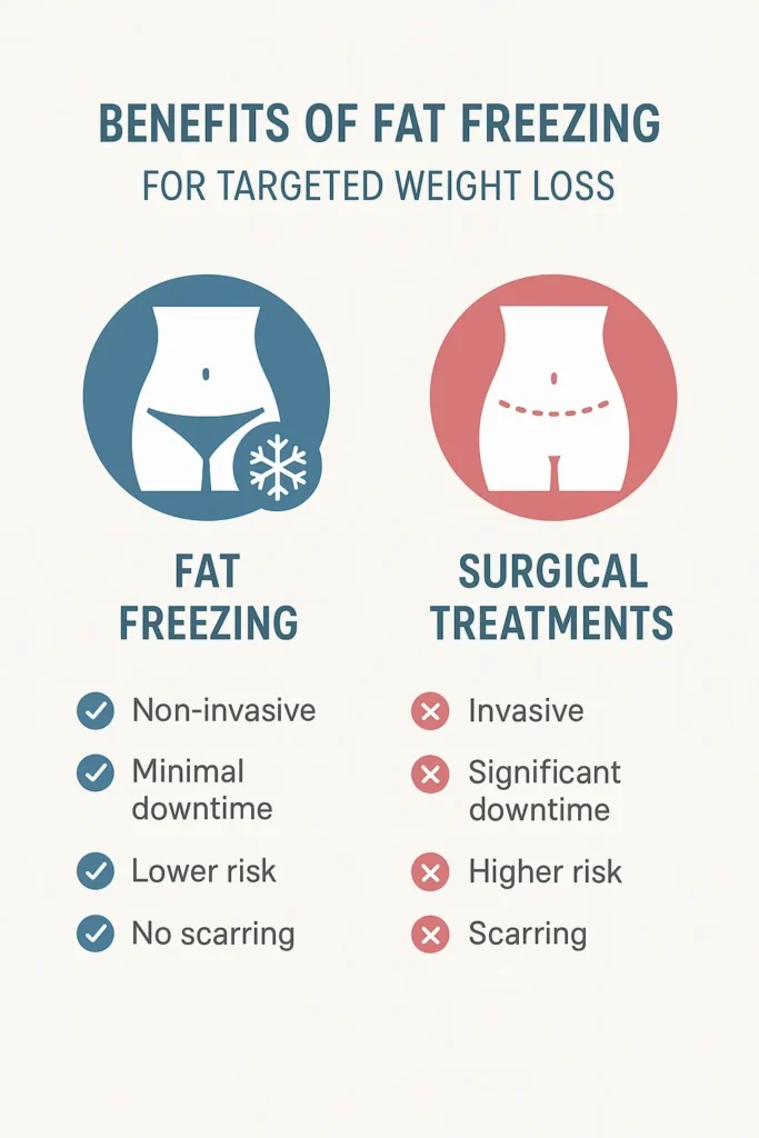 graphic showing the benefits of fat freezing Canary Wharf