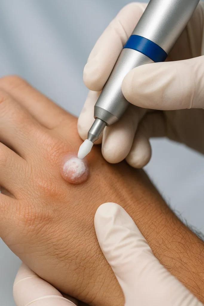 example of wart removal Canary Wharf using cryopen