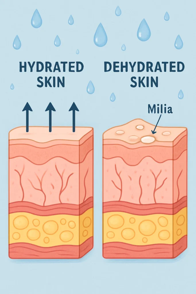 The importance of hydration and milia production Canary Wharf
